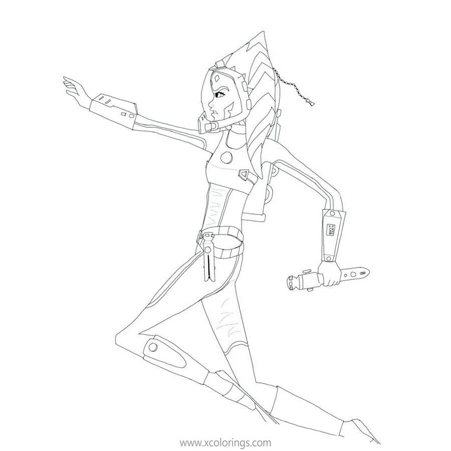 Free Ahsoka Tano is Running Coloring Pages printable