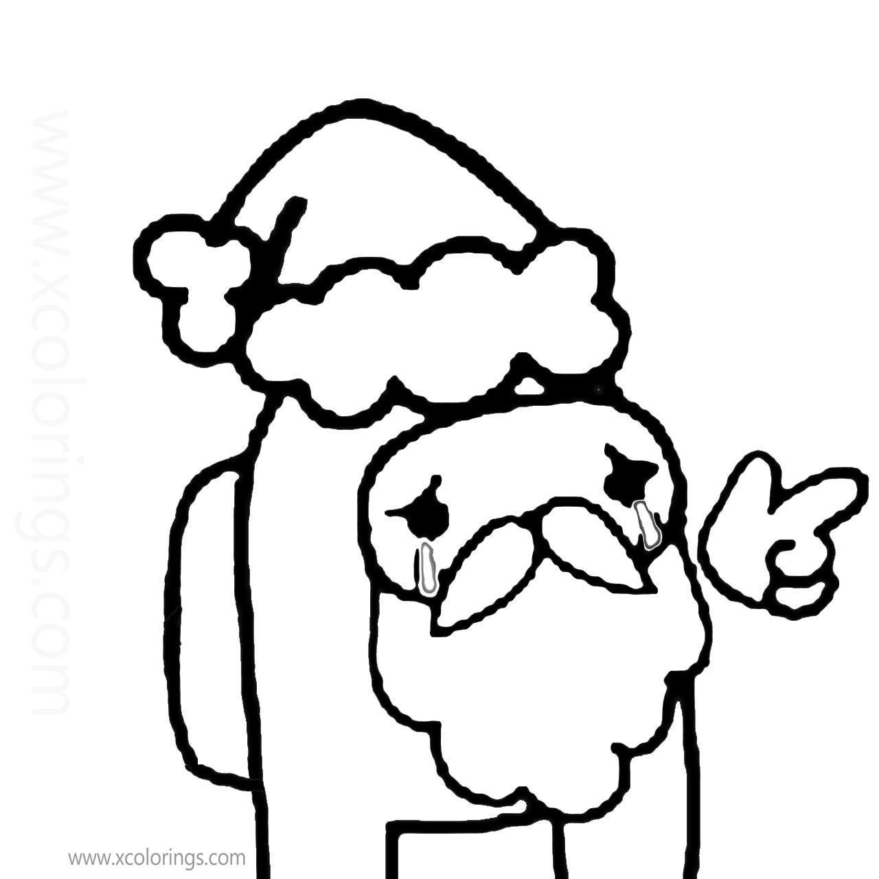 Free Among Us Coloring Pages Characters Skin Christmas Santa Claus Crying printable