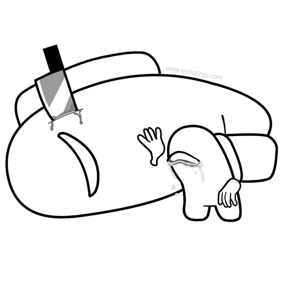 Among Us Coloring Pages Impostor with Knife - XColorings.com