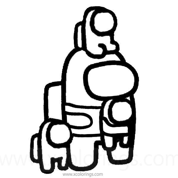 Free Among Us Coloring Pages Crewmate Family with Baby Mini Crewmate printable