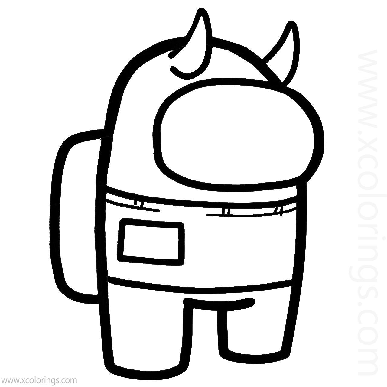 Free Among Us Coloring Pages Demon Hat printable