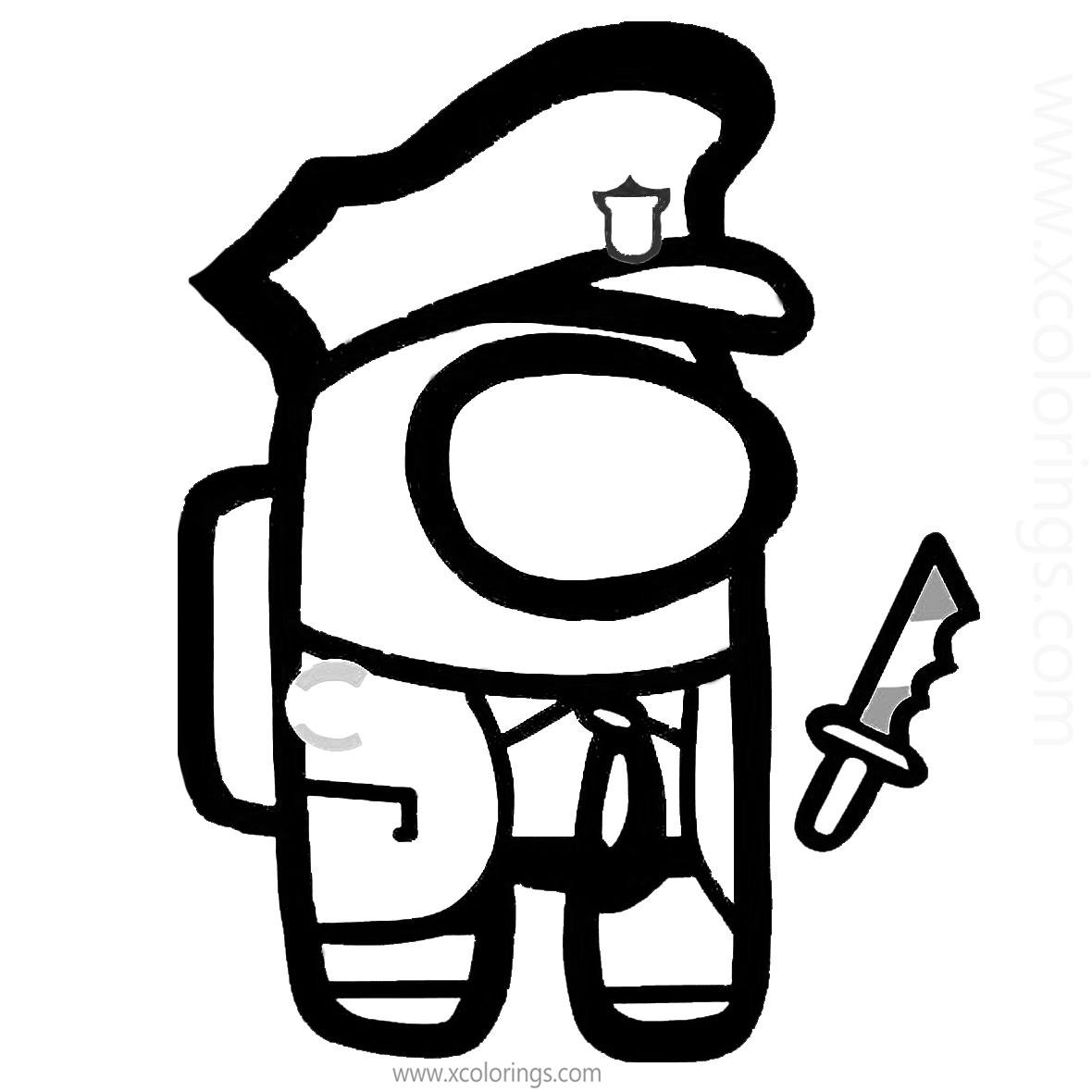 Among Us Coloring Pages Imposter Bad Cop Skin - XColorings.com