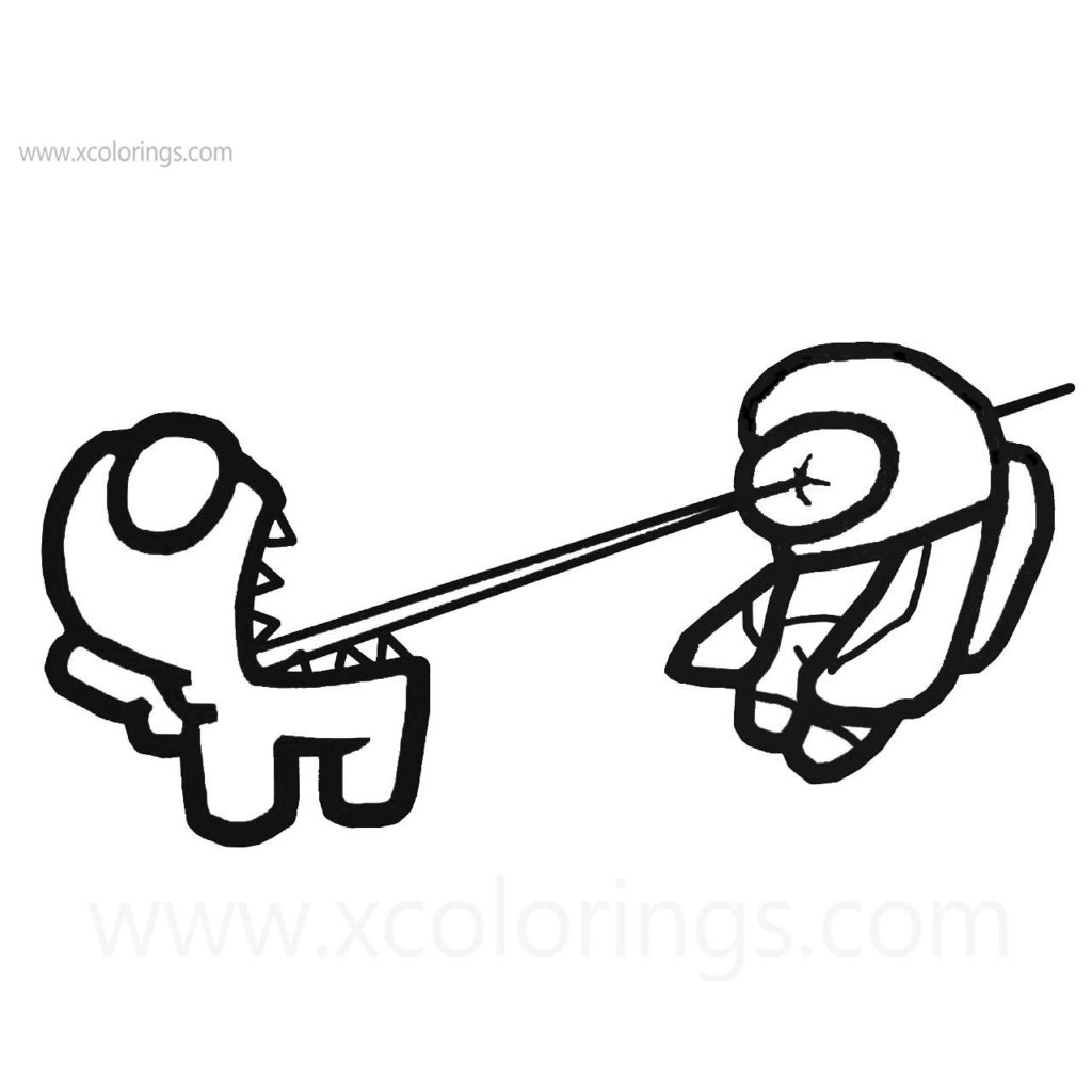 Among Us Coloring Pages Impostor with Knife - XColorings.com