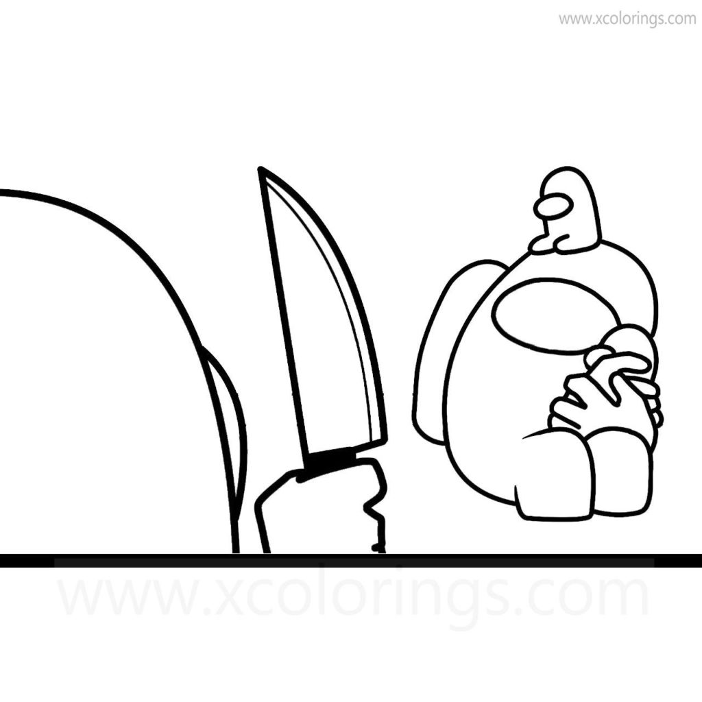 Among Us Coloring Pages Impostor with Knife - XColorings.com