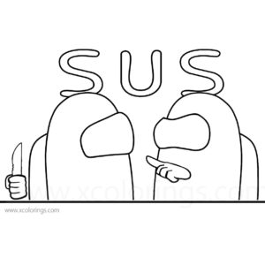 Among Us Coloring Pages Impostor with Knife - XColorings.com
