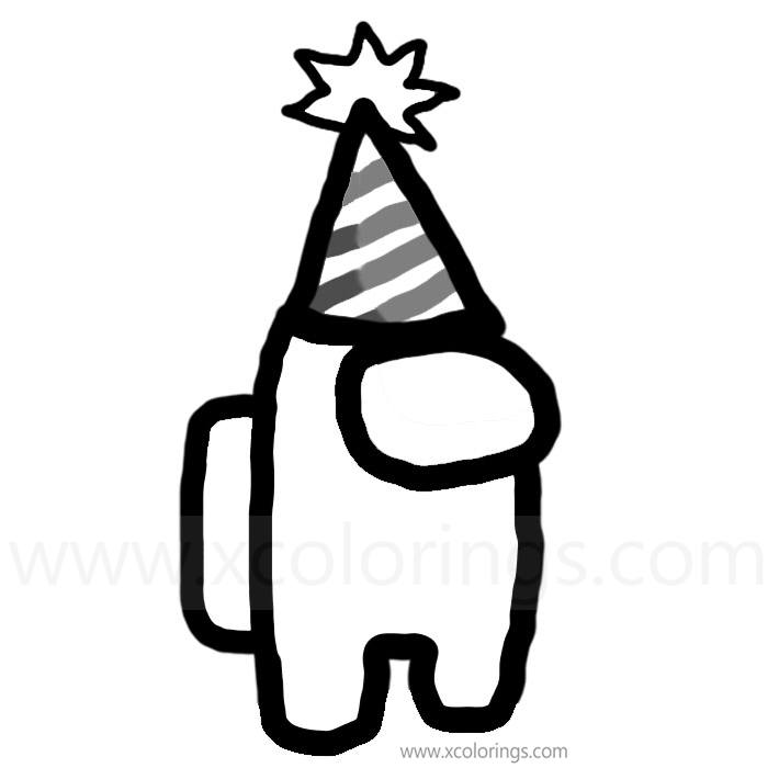 Among Us Skin Coloring Pages Party Hat - XColorings.com