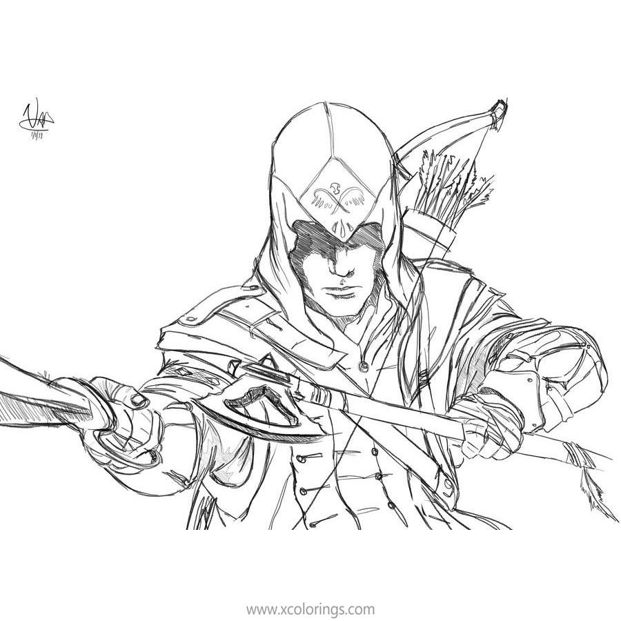 Free Assassin's Creed Character Connor Coloring Pages printable