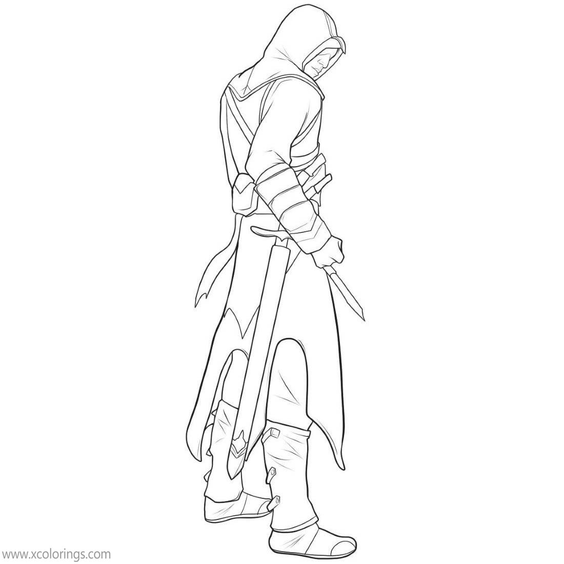 Free Assassin's Creed Coloring Pages Altair Lineart printable