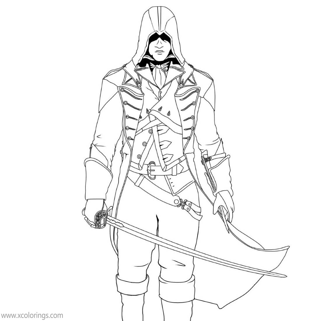 Free Assassin's Creed Coloring Pages Arno printable