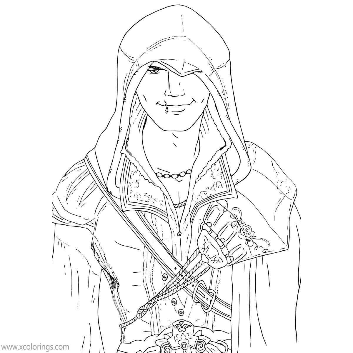 Free Assassin's Creed Coloring Pages Black and White printable