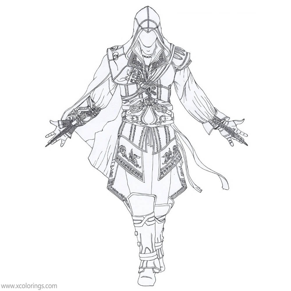 Free Assassin's Creed Coloring Pages Character Ezio printable