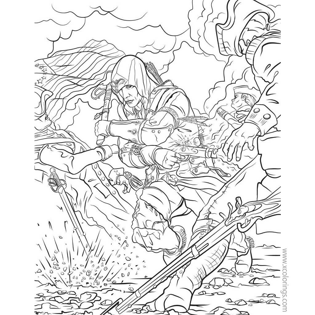 Free Assassin's Creed Coloring Pages Characters Fighting printable