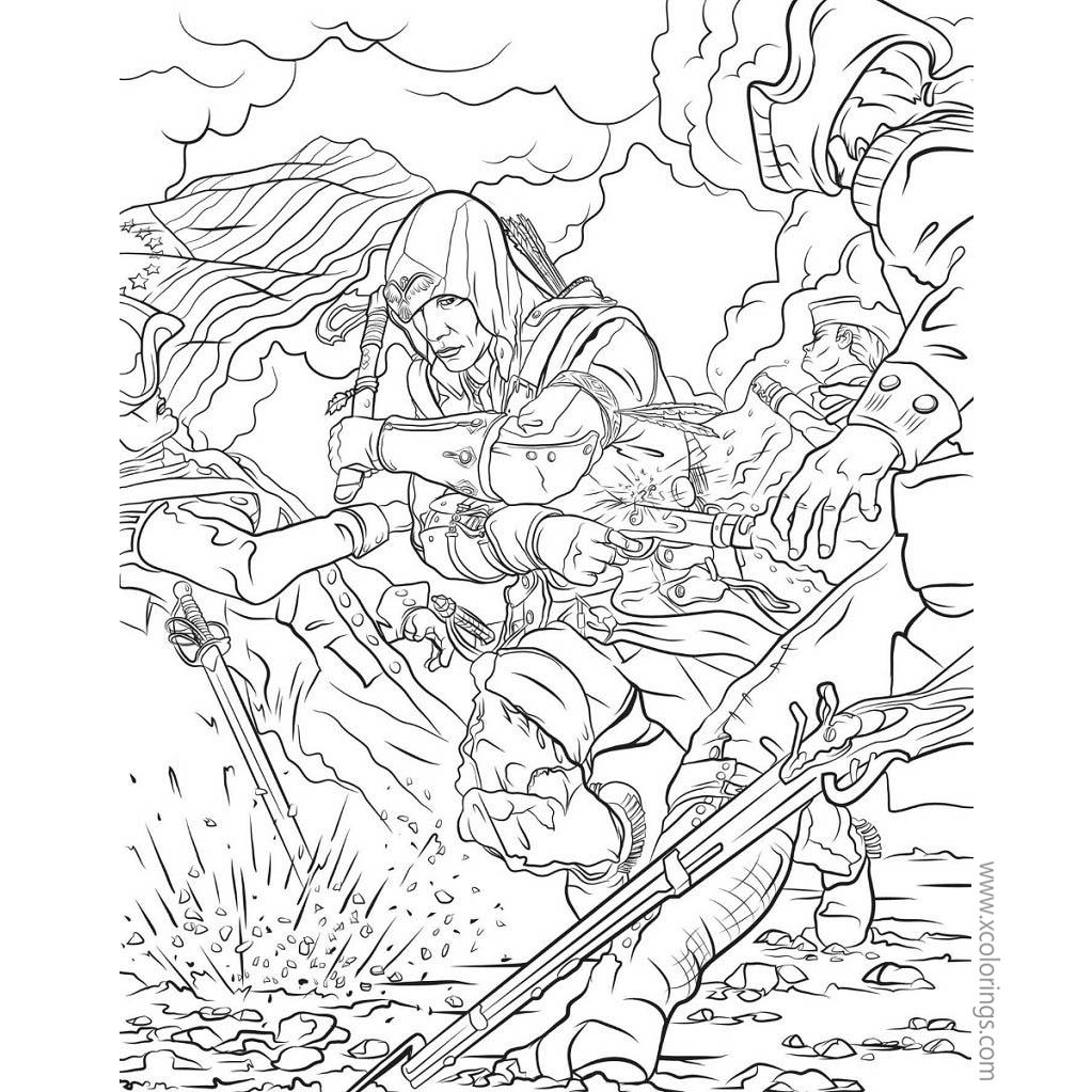 Assassin's Creed Coloring Pages Characters Fighting - XColorings.com