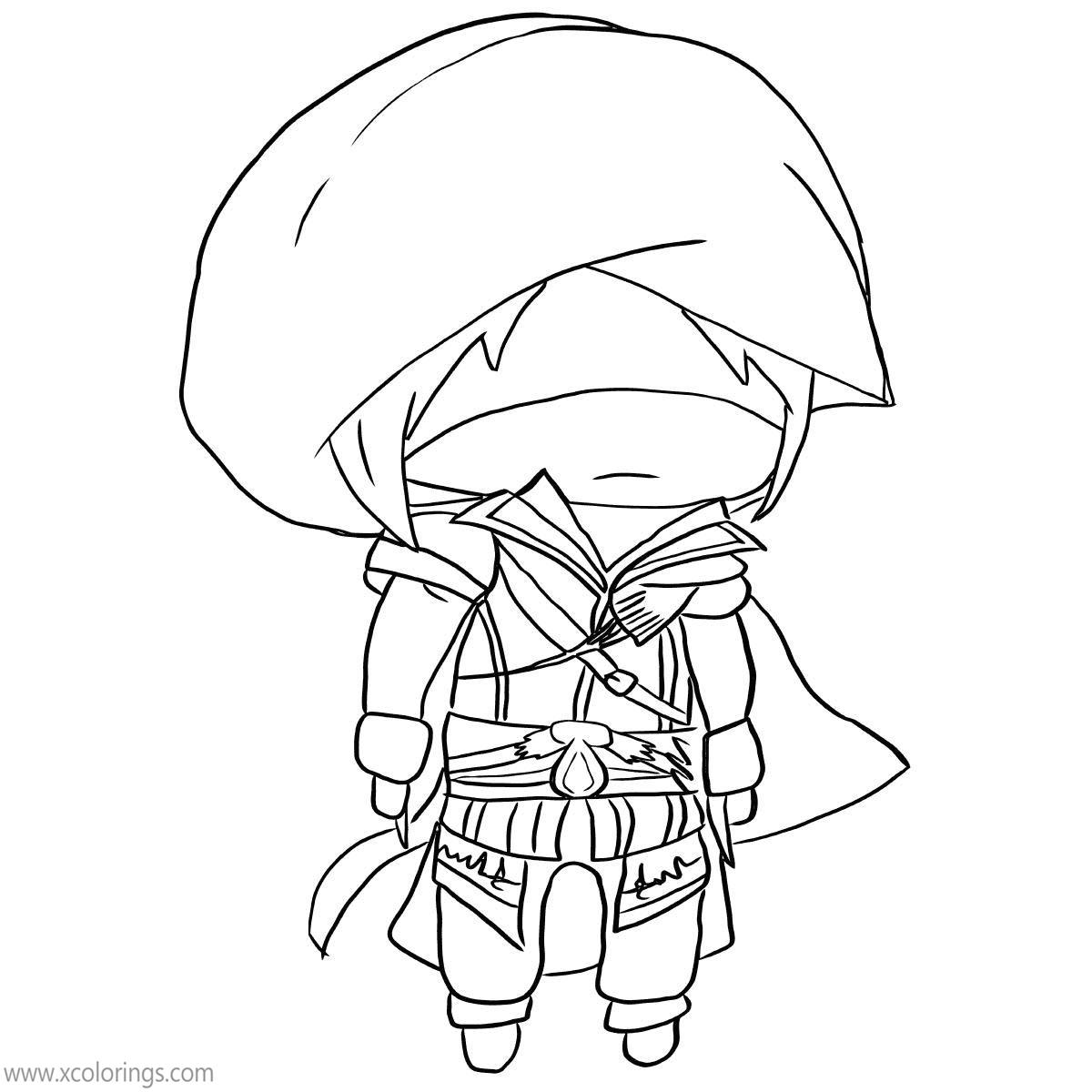 Free Assassin's Creed Coloring Pages Chibi Character printable