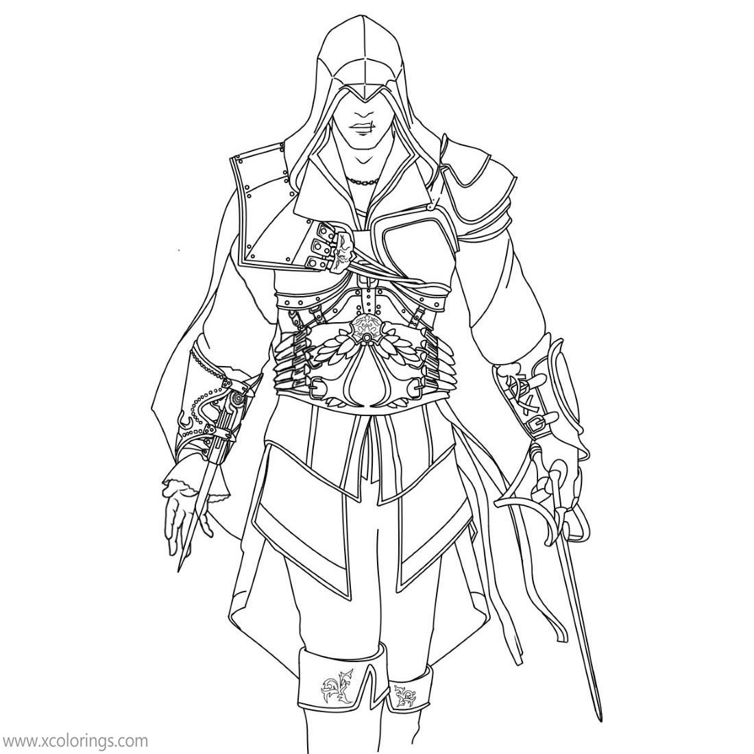 Free Assassin's Creed Coloring Pages Ezio Auditore da Firenze printable