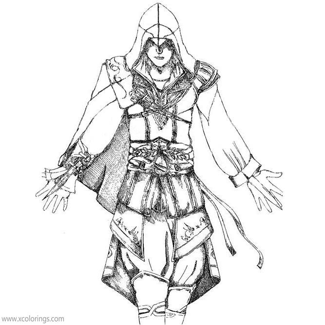 Free Assassin's Creed Coloring Pages Ezio Sketch printable