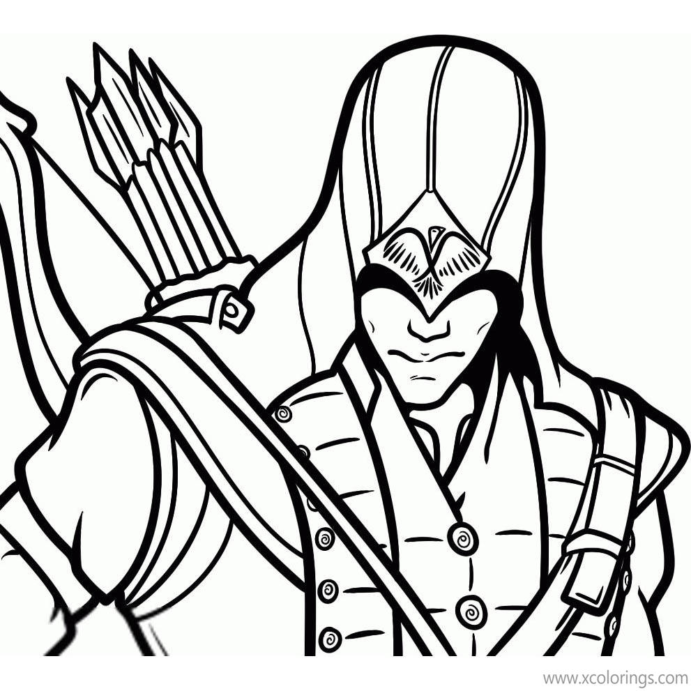 Free Assassin's Creed Coloring Pages Hero with Bow and arrows printable