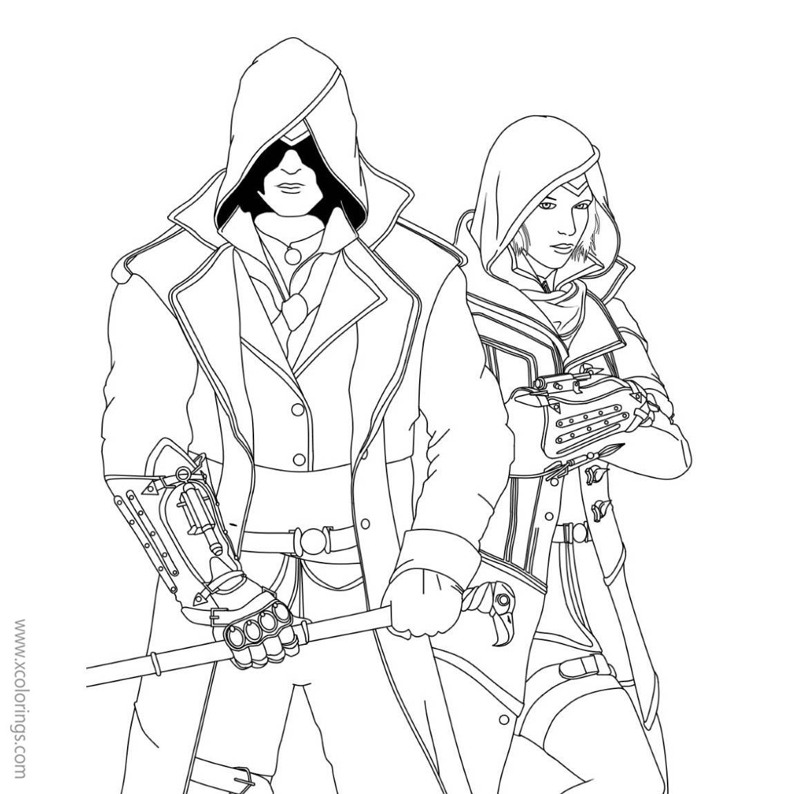 Free Assassin's Creed Coloring Pages Jacob and Evie printable