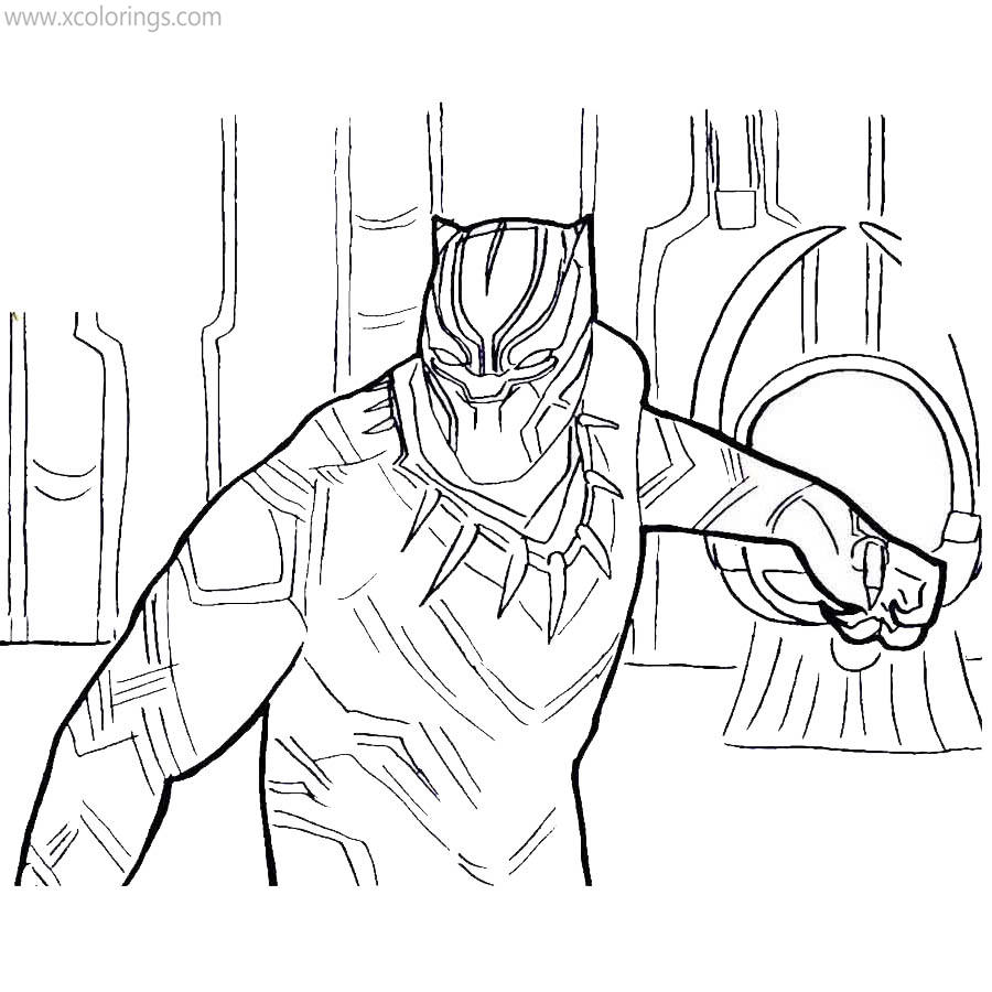 Free Black Panther is Fighting Coloring Pages printable