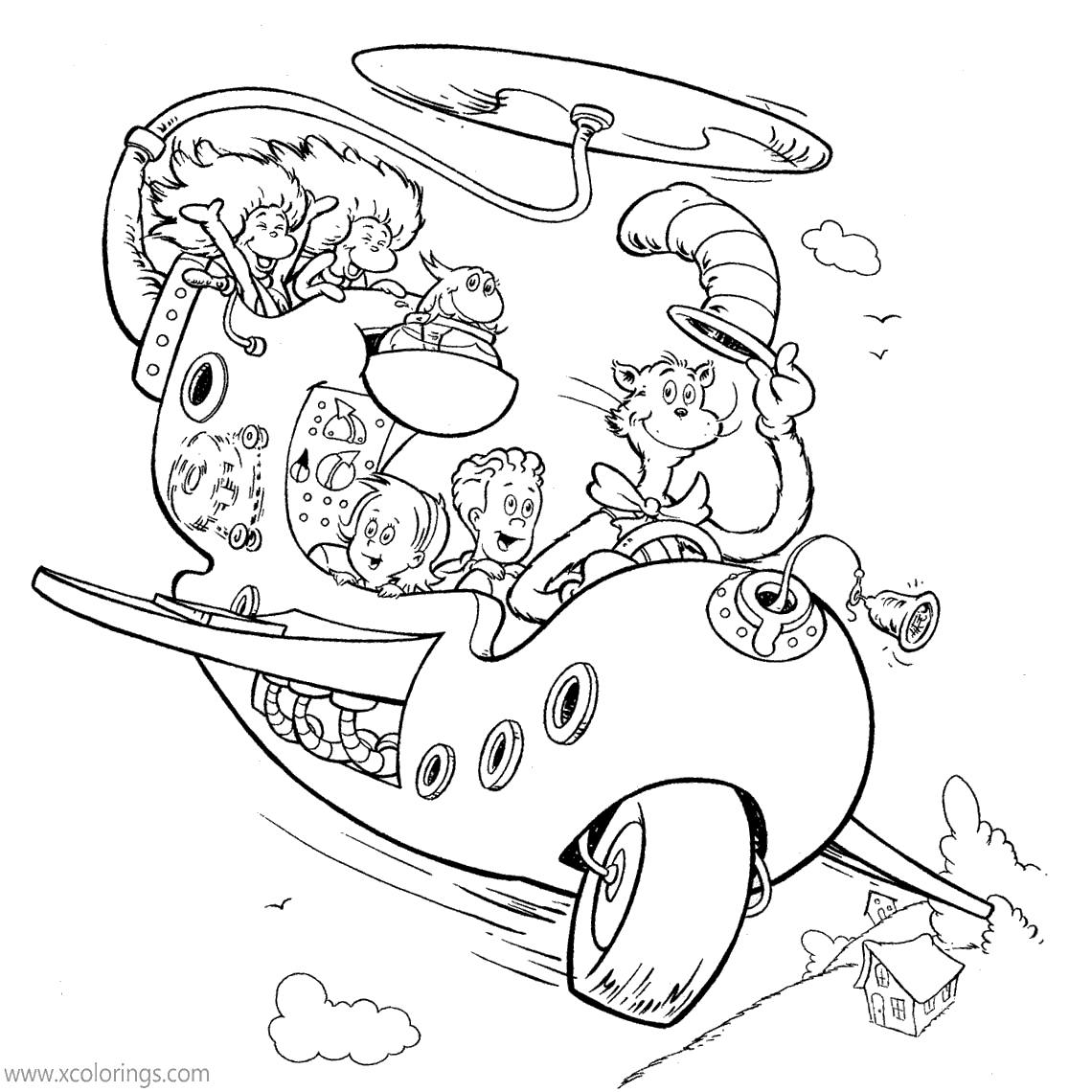 Cat In The Hat Characters Coloring Pages - XColorings.com