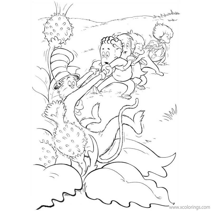Free Cat In The Hat Coloring Pages Cat was Caught by A Plant printable