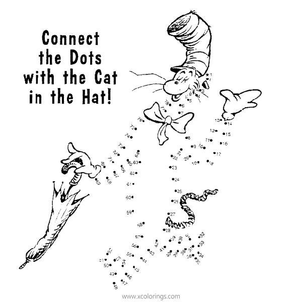 Free Cat In The Hat Coloring Pages Connect the Dots printable