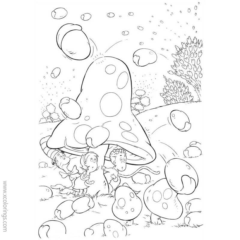 Free Cat In The Hat Coloring Pages Covered by A Big Mushroom printable