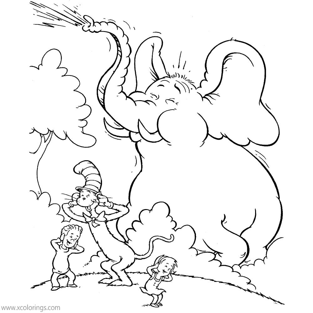 Free Cat In The Hat Coloring Pages Elephant printable