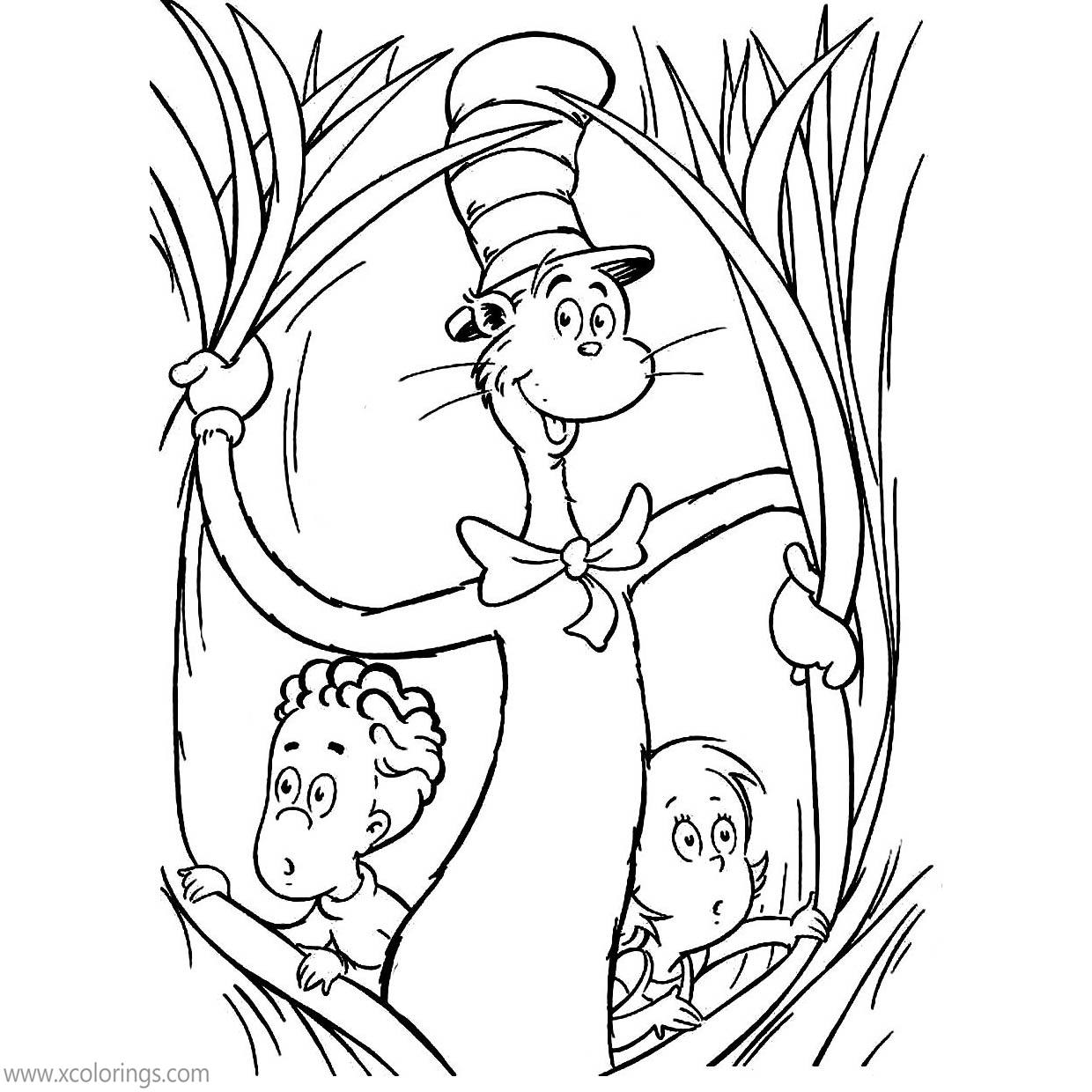 Free Cat In The Hat Coloring Pages Exploring in the Grass printable