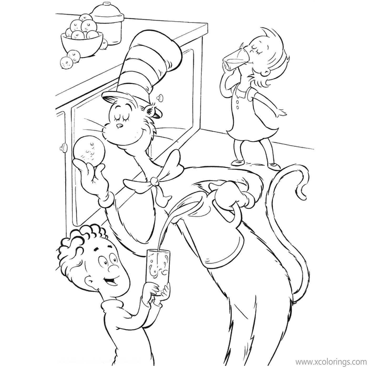 Free Cat In The Hat Coloring Pages In the Kitchen printable