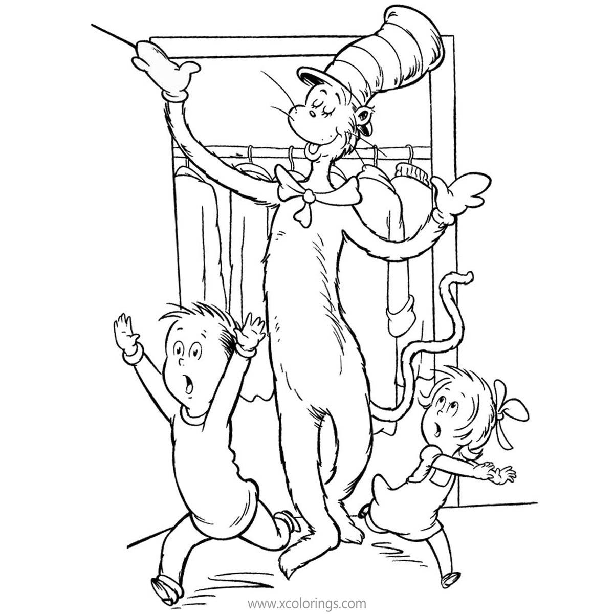 Cat In The Hat Coloring Pages Sally and Conrad were Scared - XColorings.com