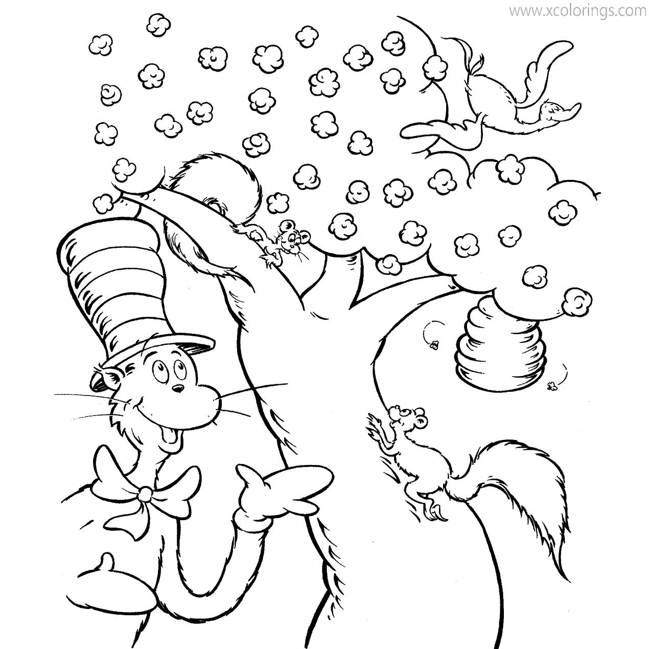 Free Cat In The Hat Coloring Pages Squirrels printable