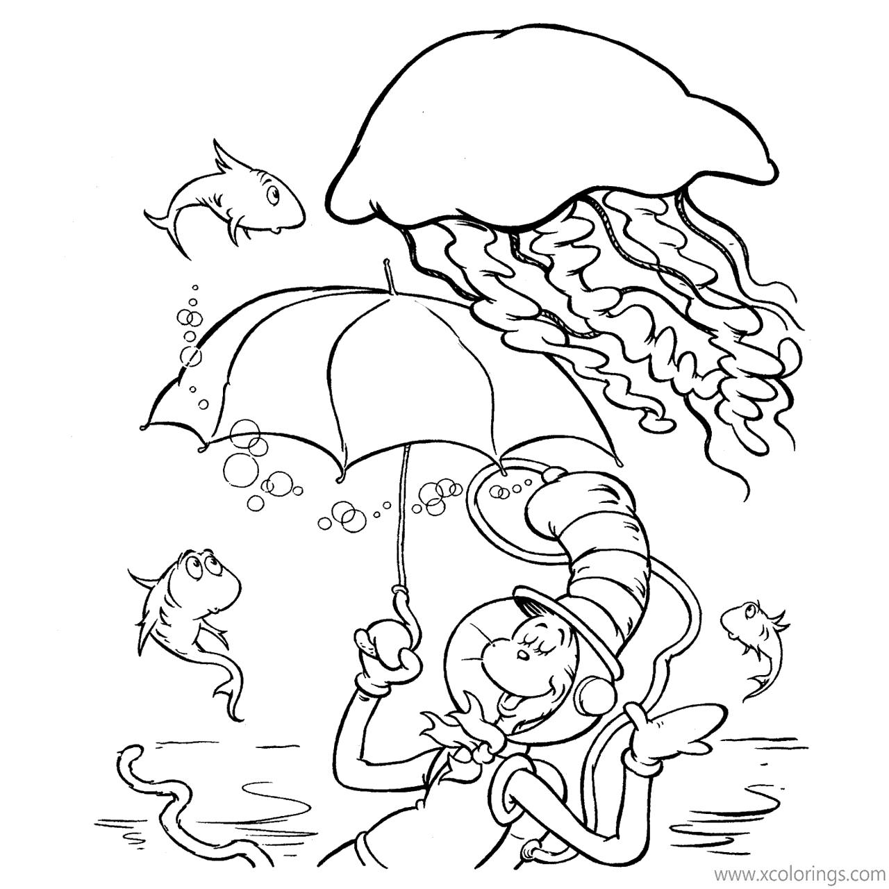 Free Cat In The Hat Coloring Pages Under the Water printable