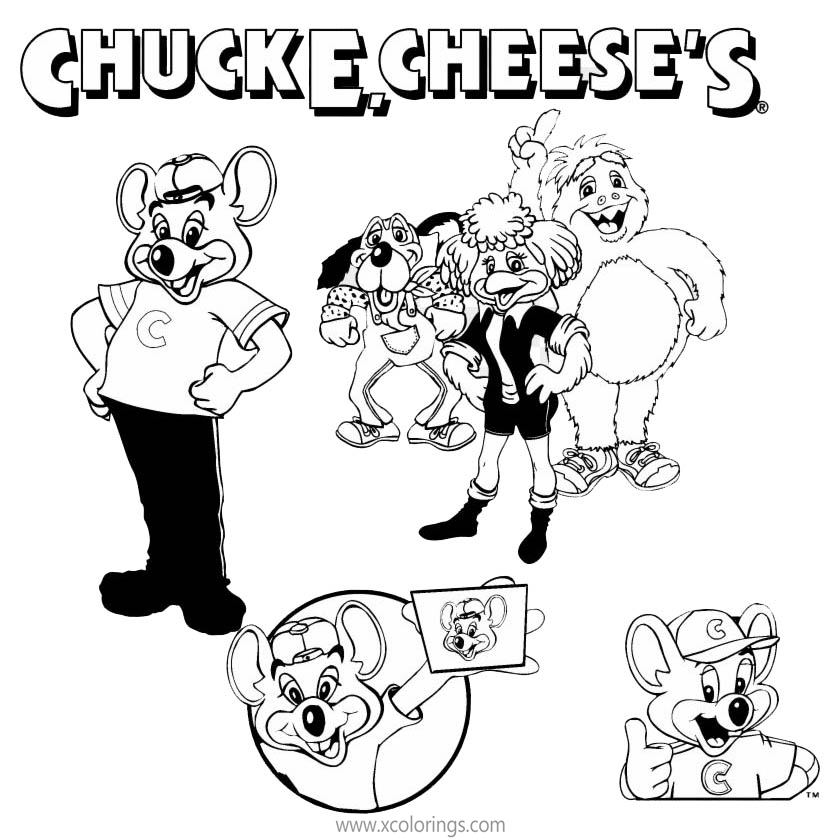 Chuck E Cheese Coloring Pages Characters - XColorings.com