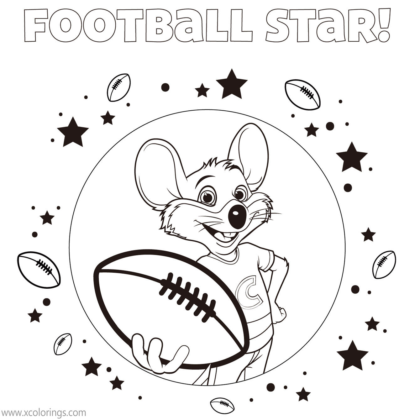 Free Chuck E Cheese Coloring Pages Football Star printable