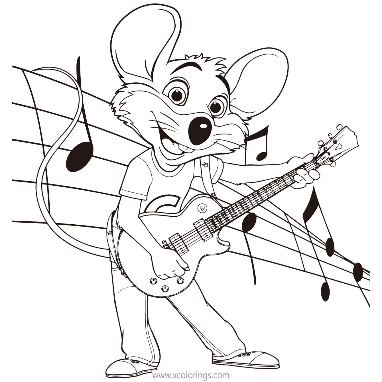 Free Chuck E Cheese Coloring Pages Rock Star printable