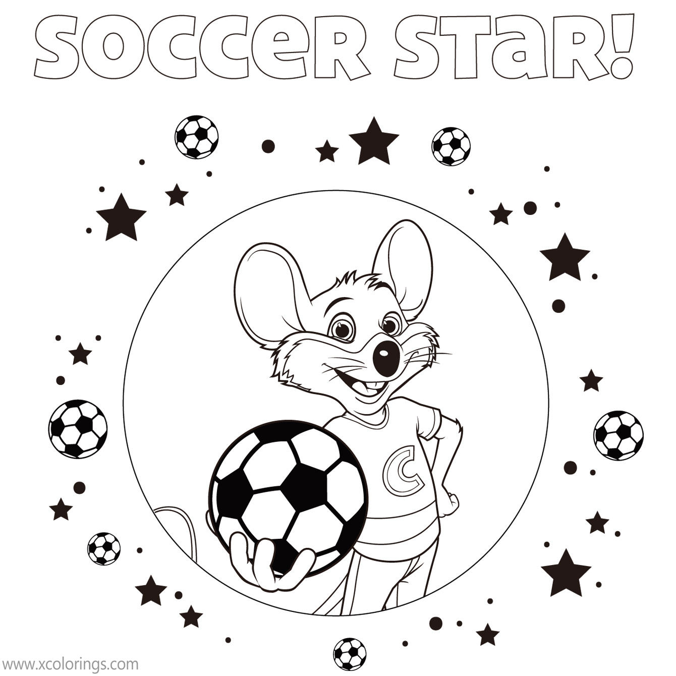 Free Chuck E Cheese Coloring Pages Soccer Star printable