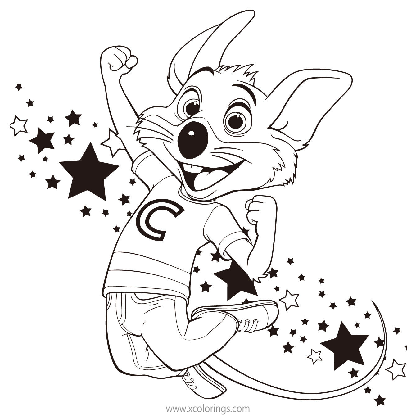 Free Chuck E Cheese Coloring Pages Stars printable