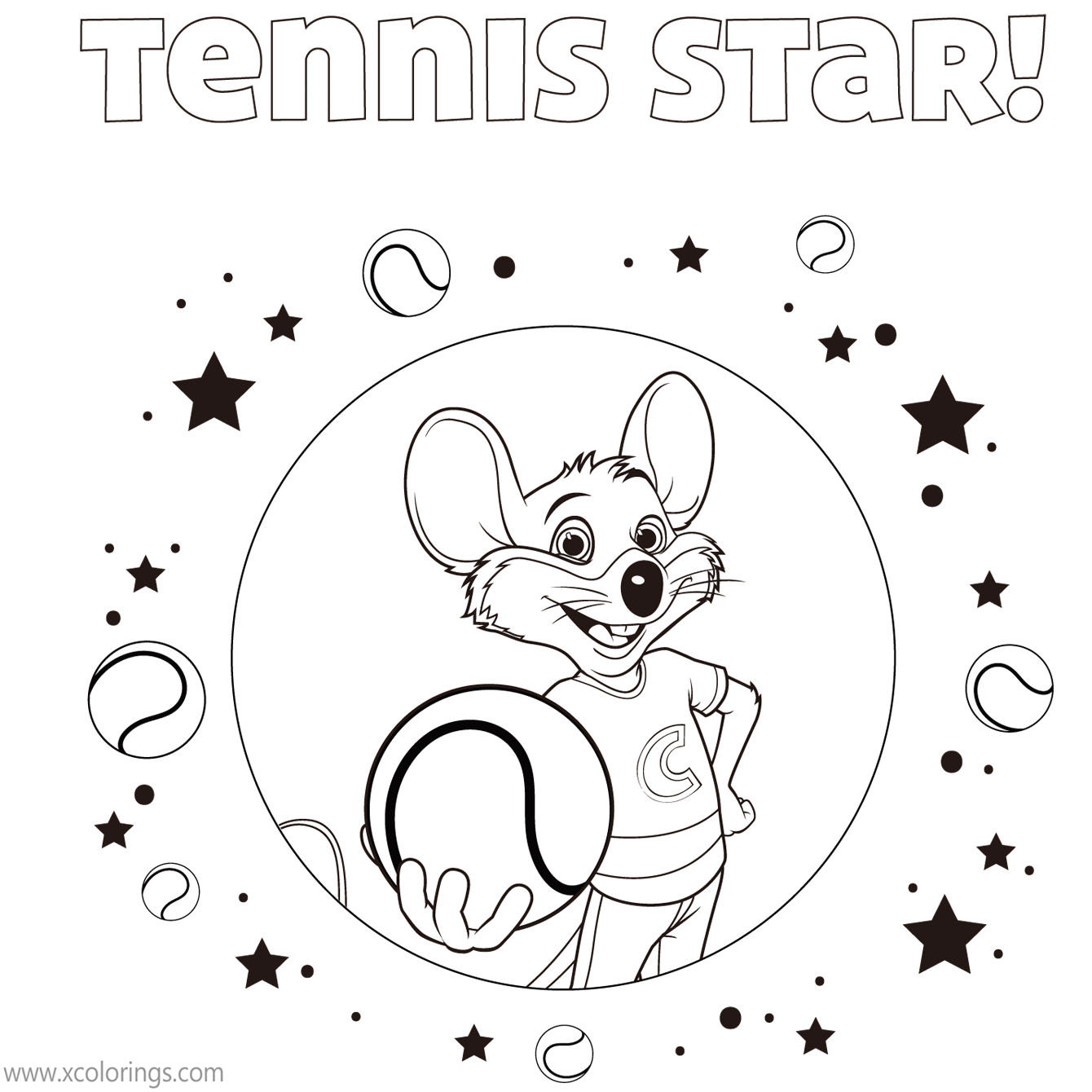 Free Chuck E Cheese Coloring Pages Tennis Star printable