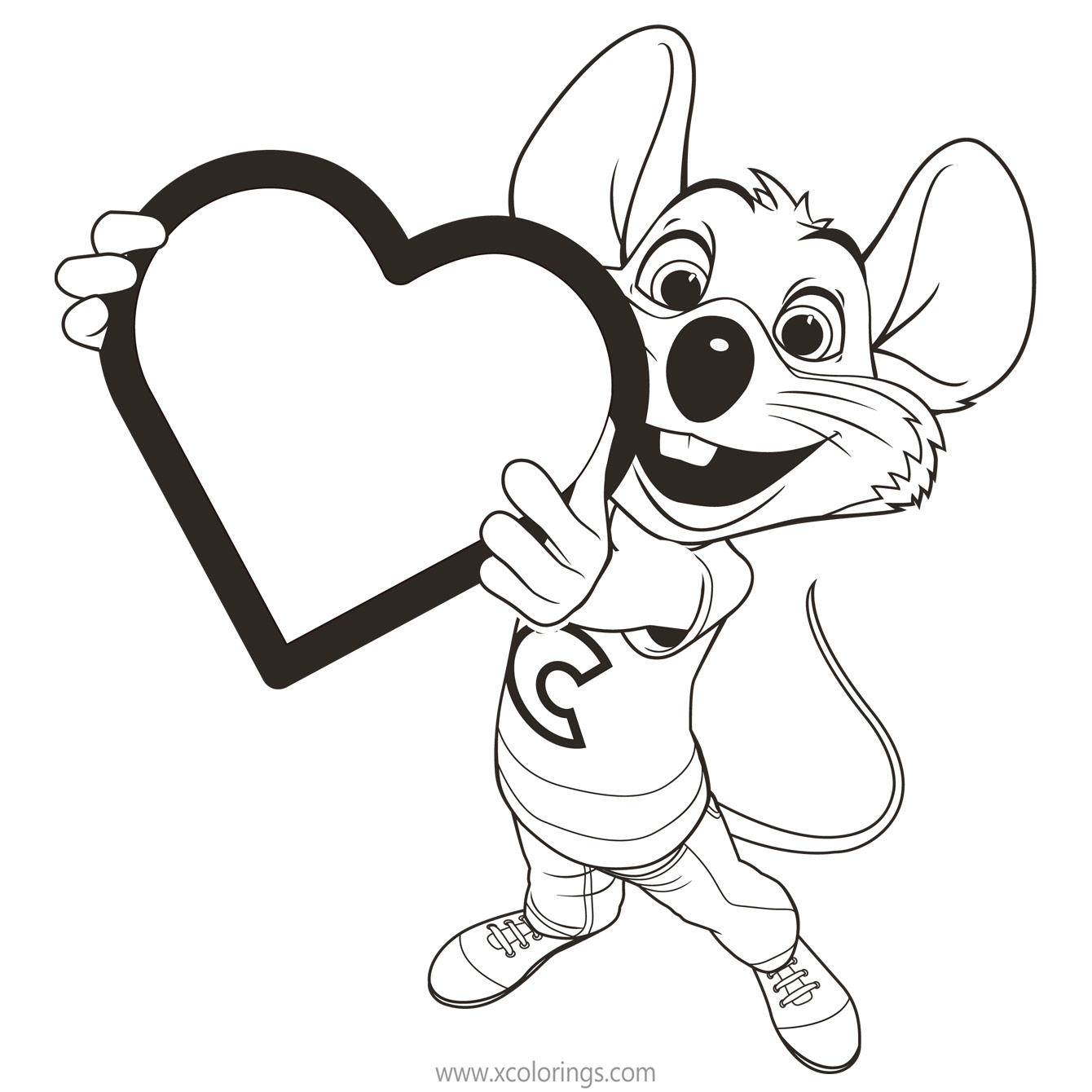Free Chuck E Cheese Coloring Pages Valentine's Day printable