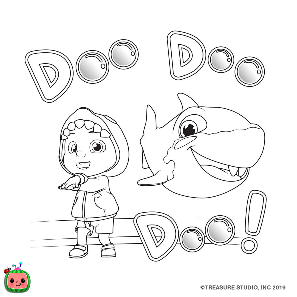 Free CoComelon Coloring Pages Baby Shark printable