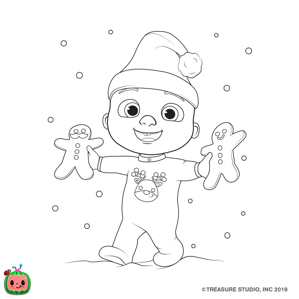 Free CoComelon Coloring Pages Christmas Gingerbreadman printable