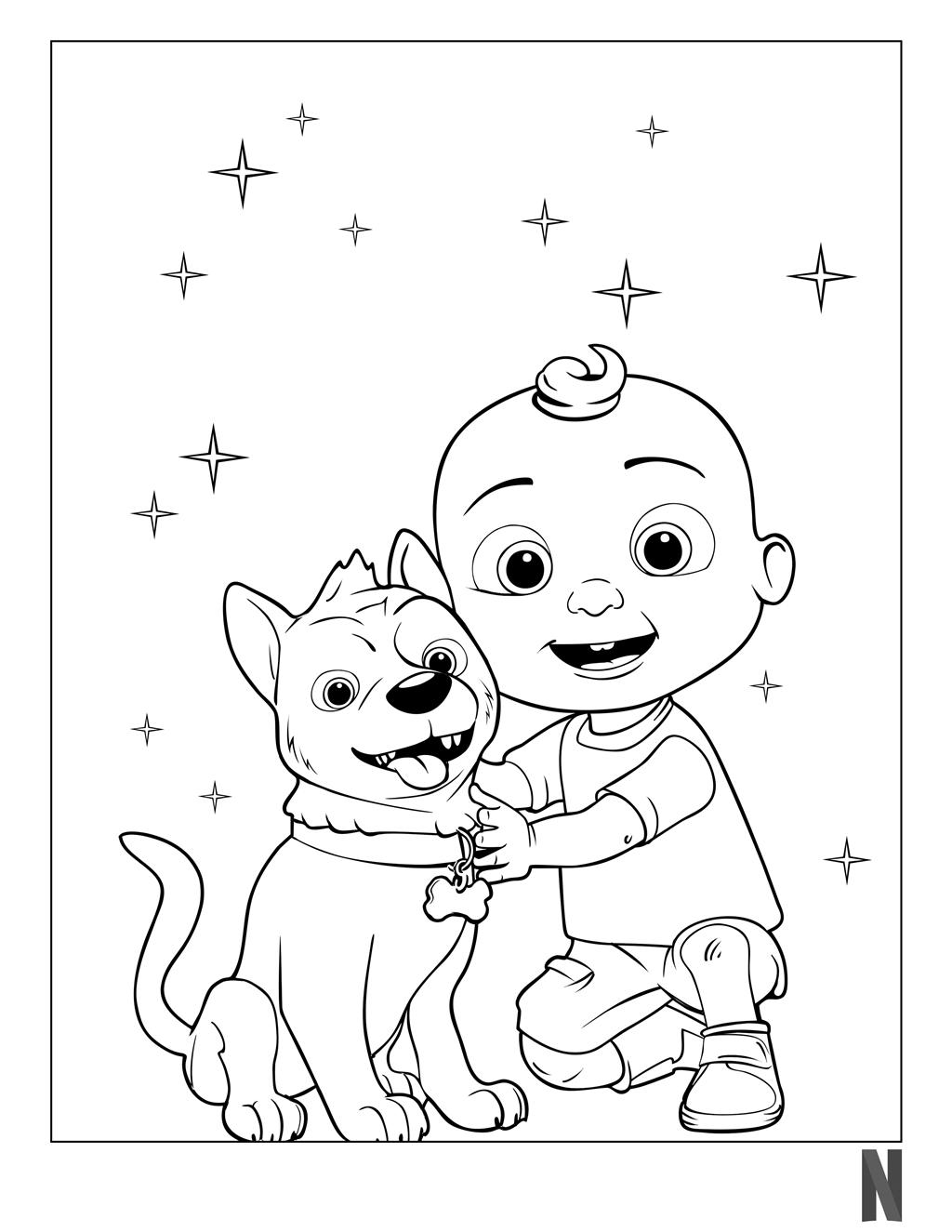 Free CoComelon Coloring Pages Dog Pet printable
