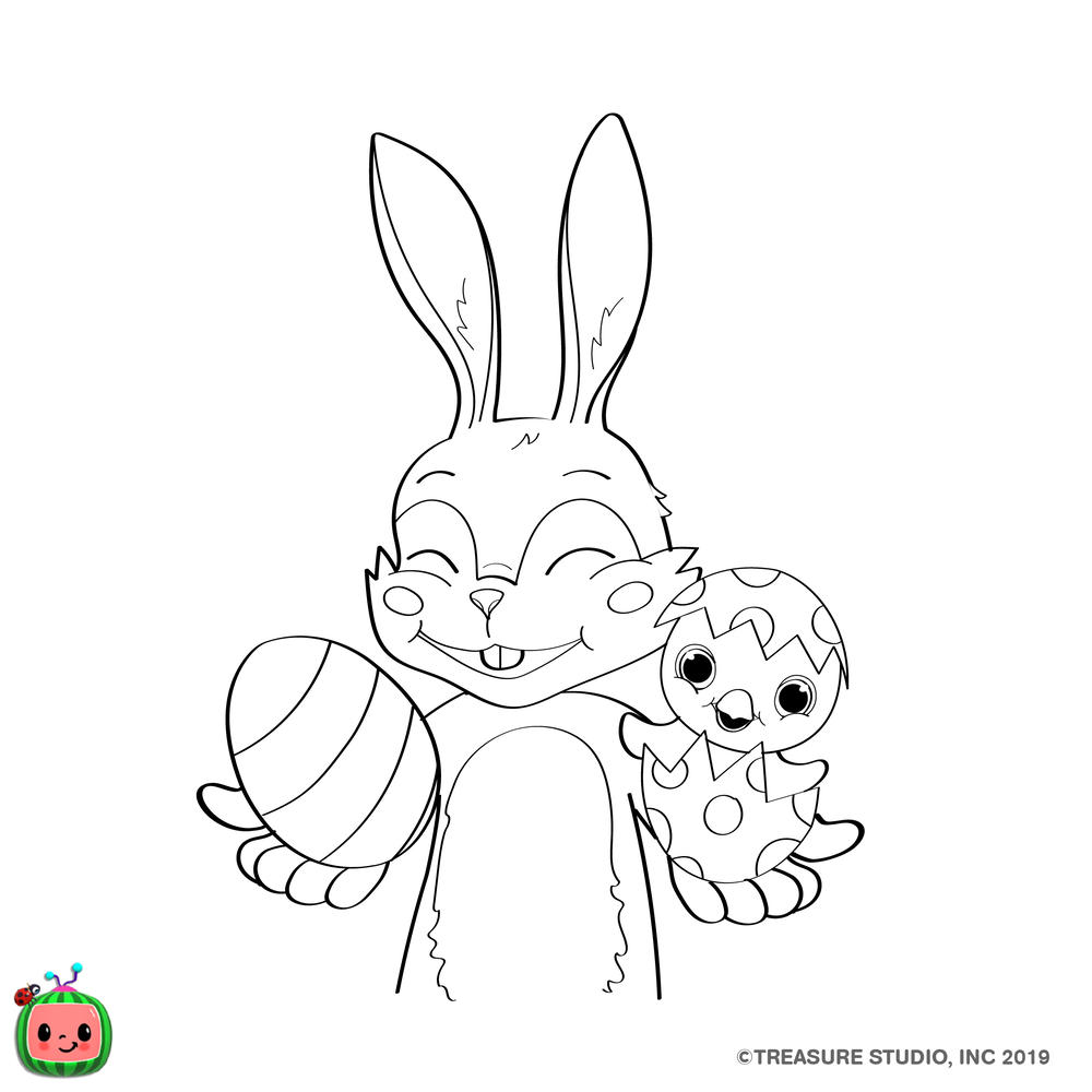 Free CoComelon Coloring Pages Easter printable