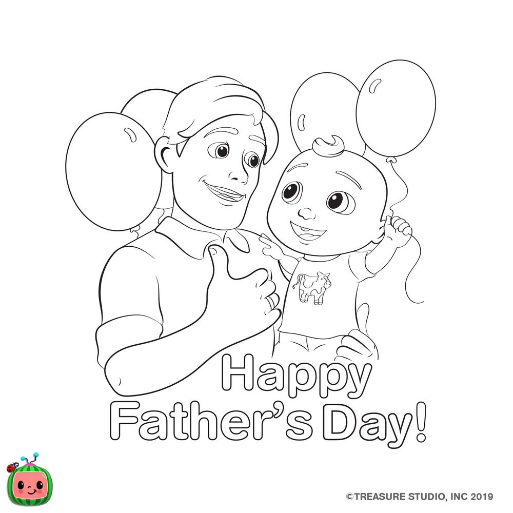 Free CoComelon Coloring Pages Father's Day printable