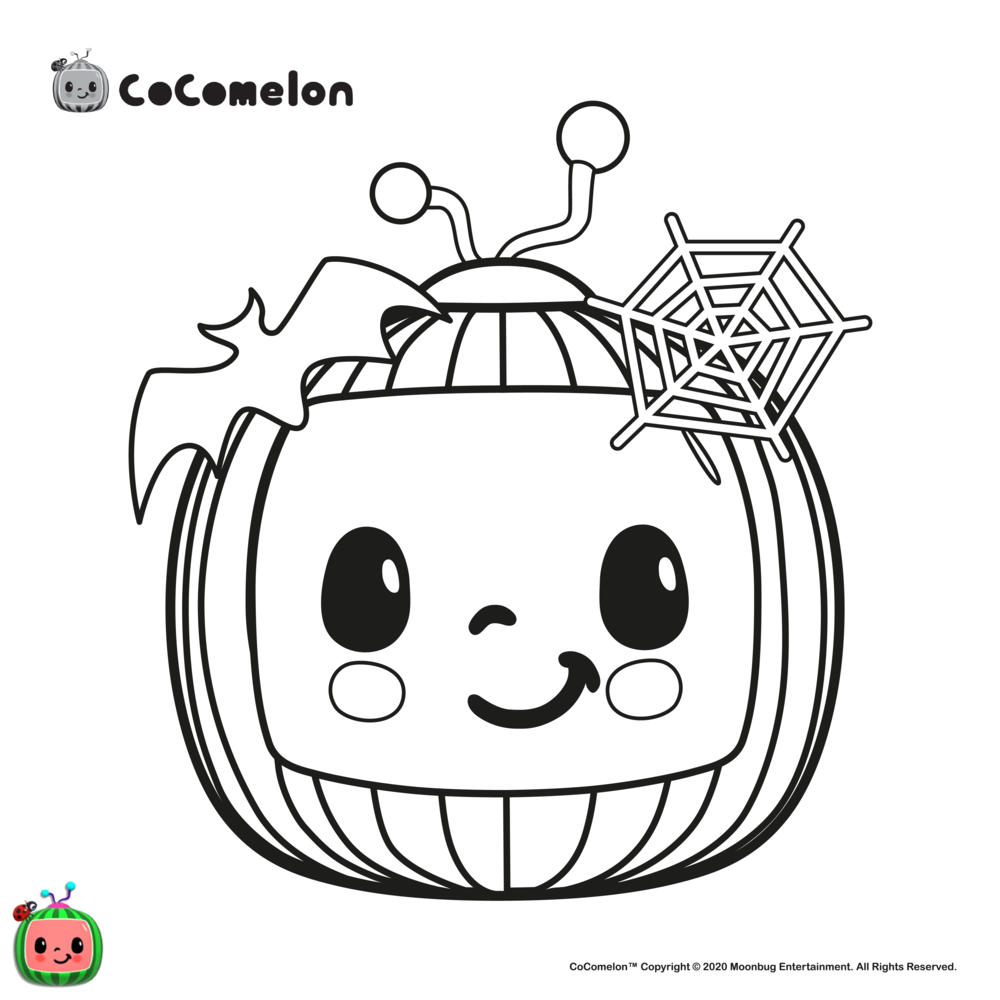 Free CoComelon Coloring Pages Halloween Pumpkin printable