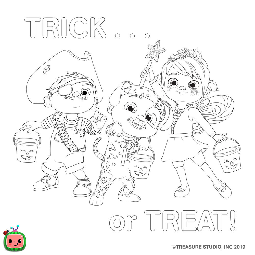 Free CoComelon Coloring Pages Halloween printable