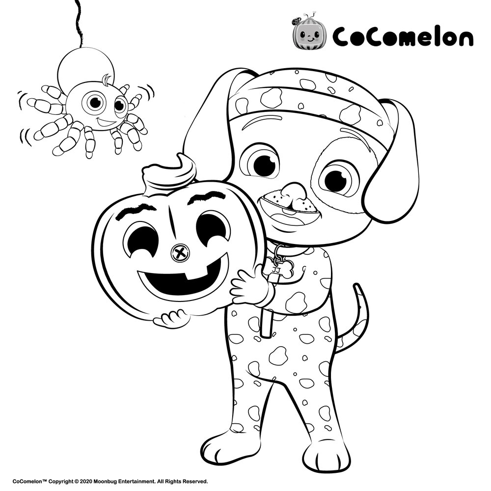 Free CoComelon Coloring Pages JJ in Halloween Costume printable