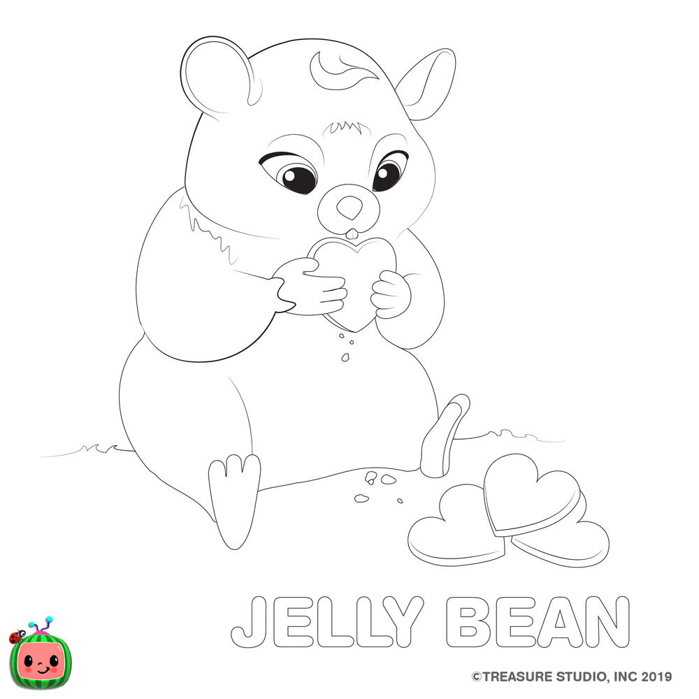 Free CoComelon Coloring Pages Jelly Bean the Pig printable