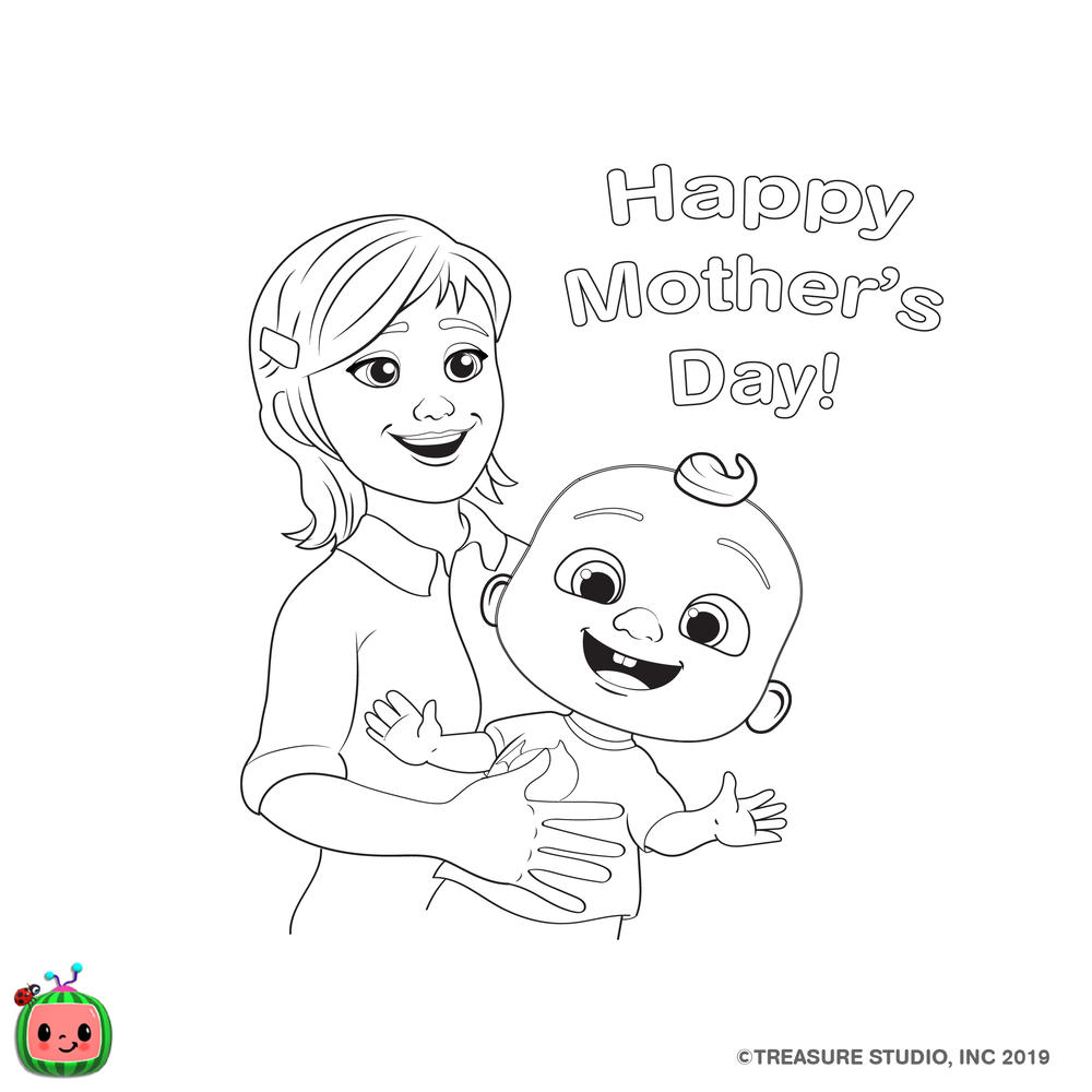 Free CoComelon Coloring Pages Mother's Day printable